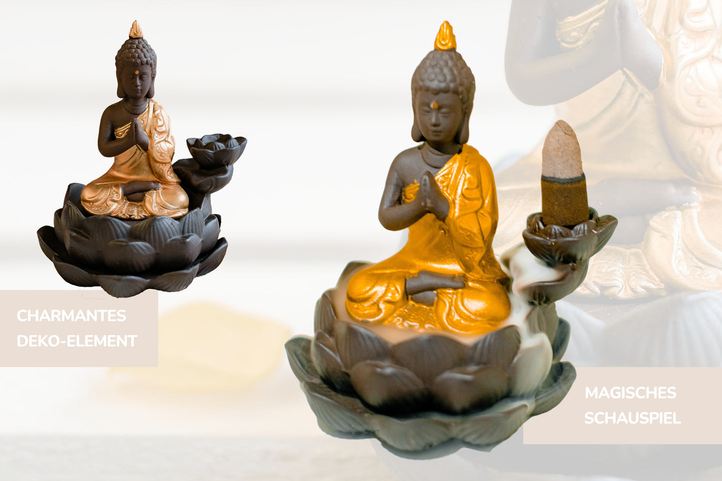 Wunderschöner Rückfluss-Wasserfall "Golden Buddha" - Magisches Schauspiel für Meditation, Yoga und Entspannung