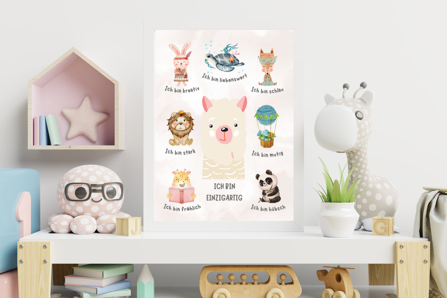 Affirmationsposter A4 - Tier Poster mit Affirmationen für Kinder - Positive Glaubenssätze mit Spaß integrieren