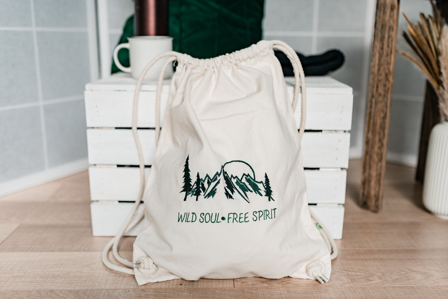 Baumwolltasche, Wandern, spirituelle Geschenkidee, sinnvolles Geschenk, besonderes Geschenk, Geburtstag, Weihnachten, Geschenk für Yogis, Geschenk für Freigeister, Abenteurer, Reisen