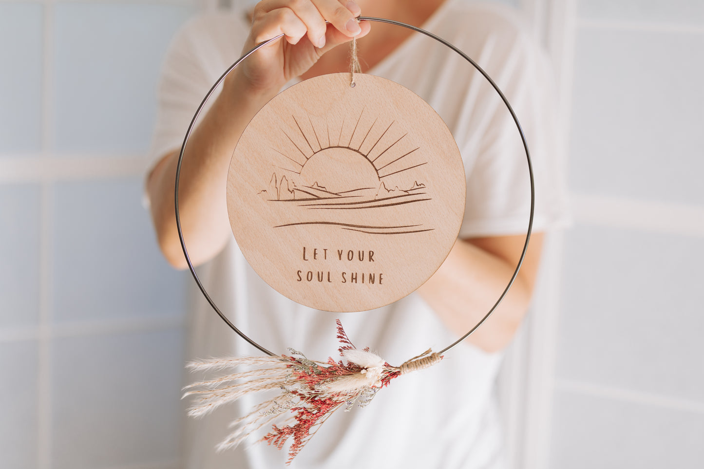 Wanddeko zum Aufhängen, Wanddeko mit Spruch, Holz Wanddekoration, Yoga Deko, Yoga Raum, Meditationsraum, Meditationsplatz, Esoterikecke, Auszeit, spiritueller onlineshop