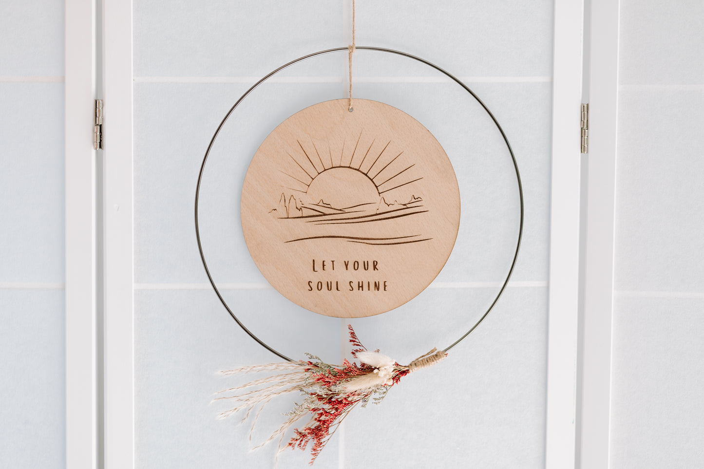 spirituelle Geschenkidee, Holz-Element Deko mit Sonne und Berge, besonderes Geschenk für Frauen, sinnvolle Geschenkidee, Geschenk für spirituellen Menschen, besondere Wanddekoration Mond und Sterne, Alltagsmagie, Yoga-Studio, Balance