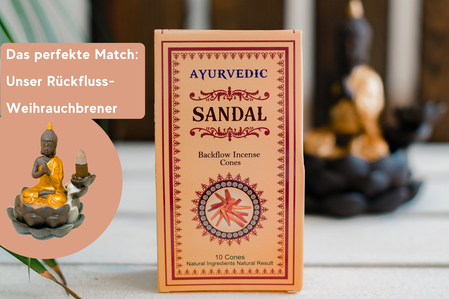 Ayurvedische Rückfluss-Räucherkegel “Sandal”