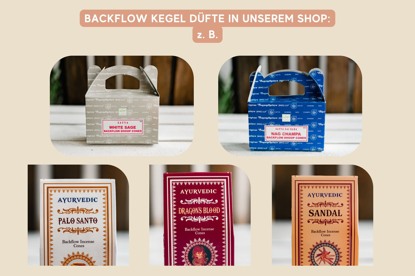 Räucherkegel Weißer Salbei (Rückfluss) von Satya, große Packung