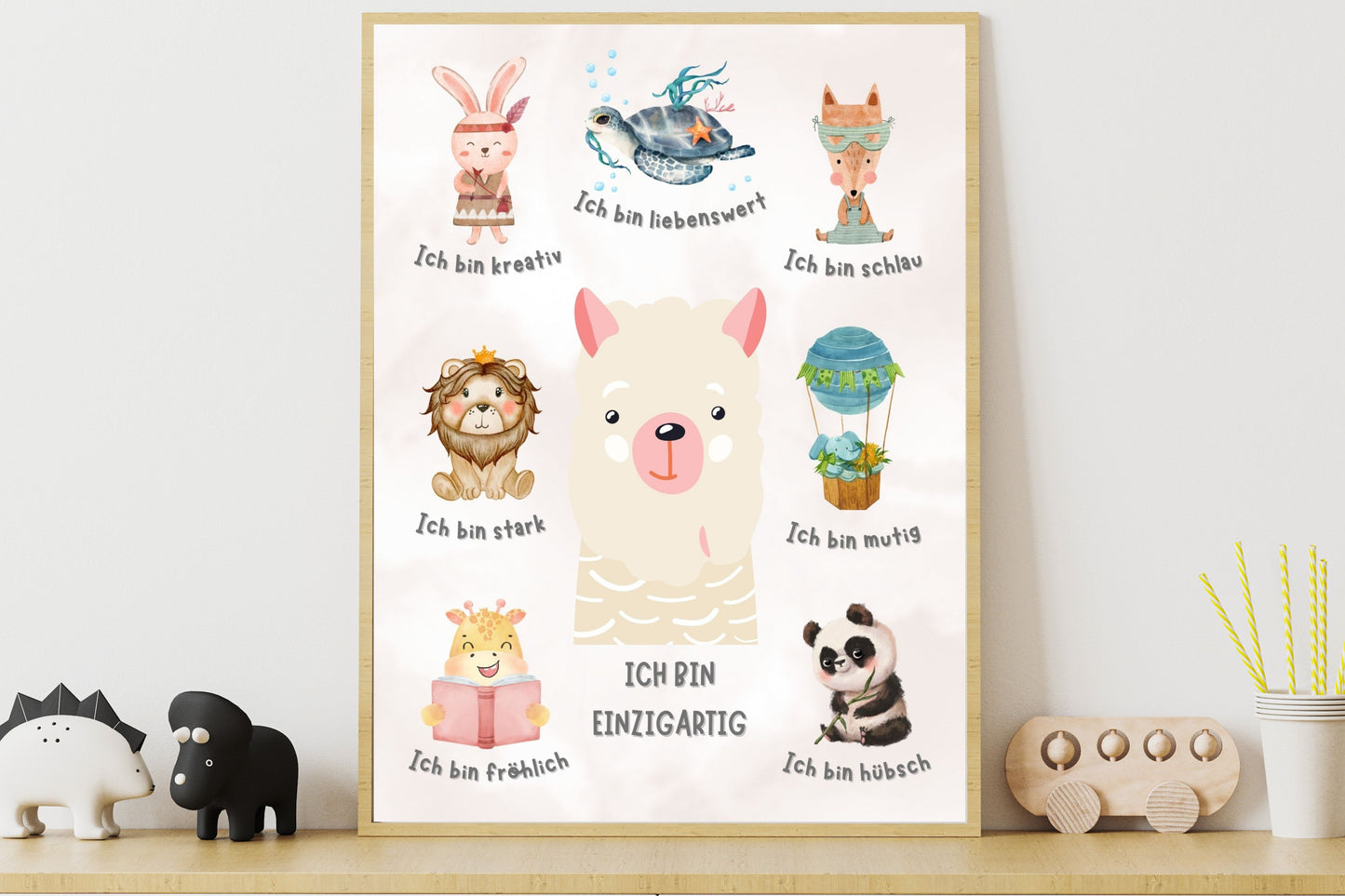 Affirmationsposter A4 - Tier Poster mit Affirmationen für Kinder - Positive Glaubenssätze mit Spaß integrieren