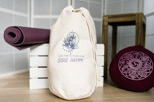 Sea Bag "Take Time To Make Your Soul Happy” aus Baumwolle - Perfekt für den Alltag, Yoga, Meditation - Spirituelle Geschenkidee zu Weihnachten & Geburtstag