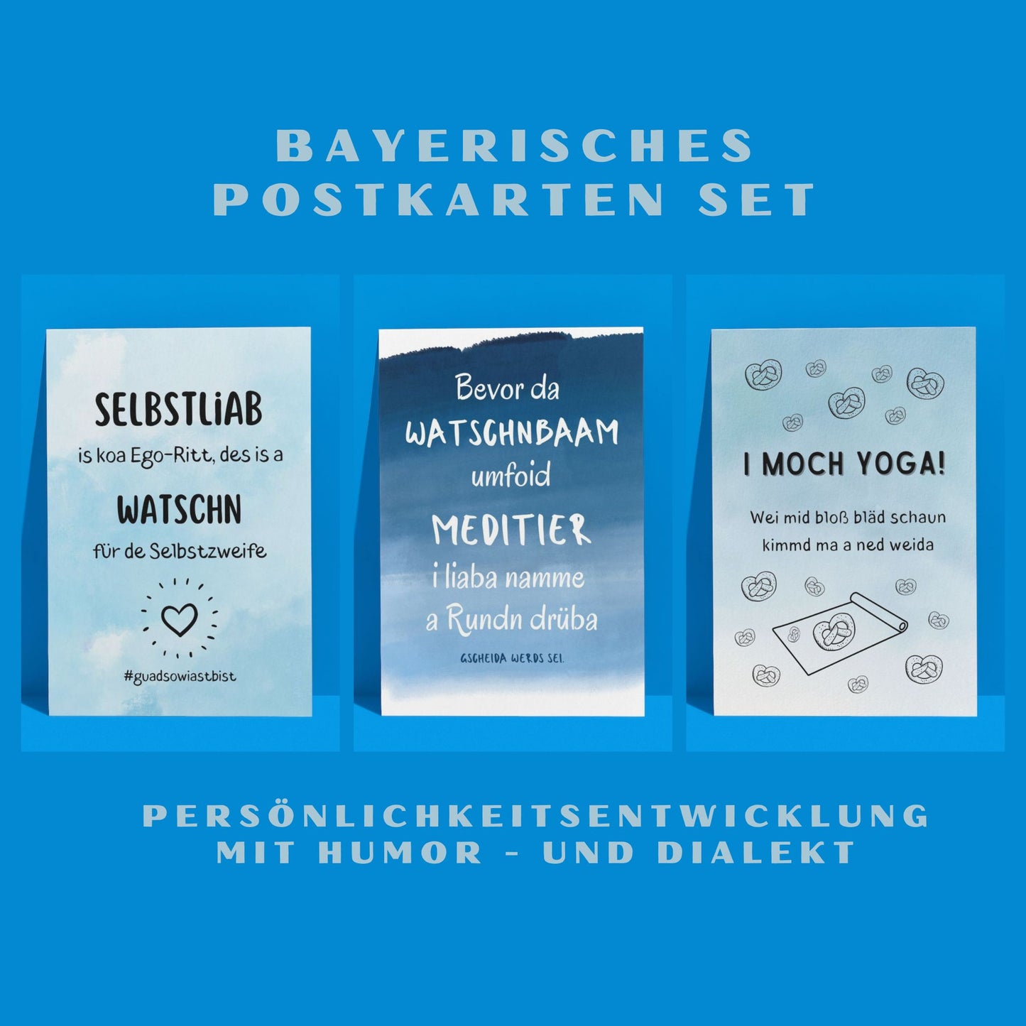Bayerisches Postkarten Set - 3x Postkarte mit bayrischen Sprüchen - Das humorvolle Trio, coole Postkarte Spruch Lustig