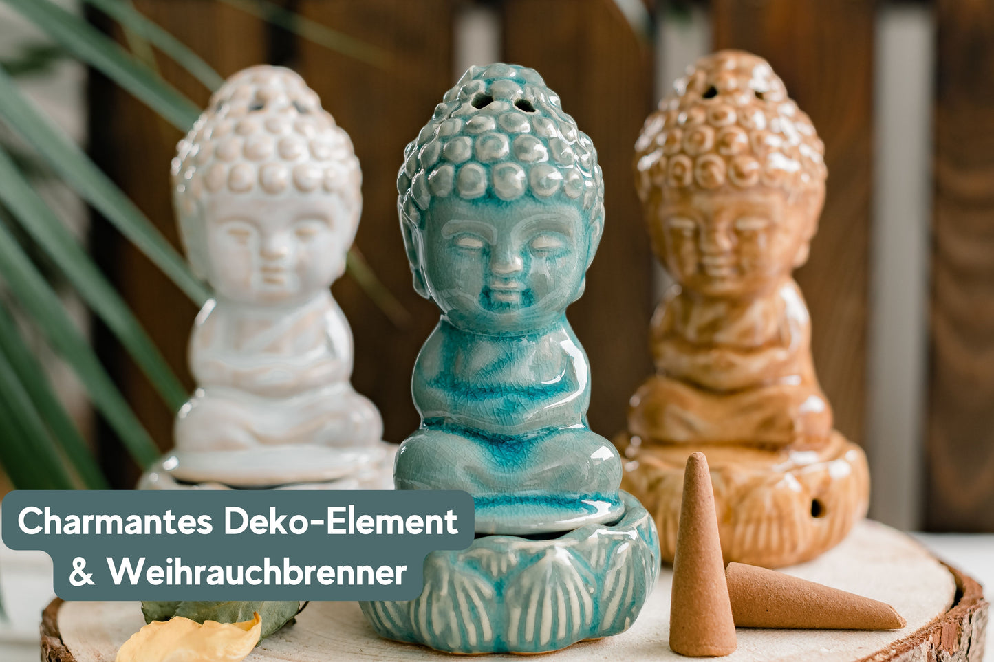 Dein Set: Wunderschöner Aromabrenner Buddha & 3x Räucherkegel - Wundervoller Begleiter für Meditation, Yoga & Entspannung