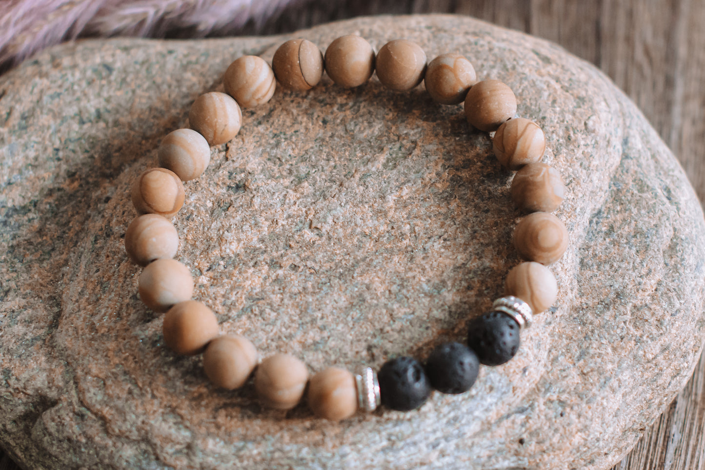 Innere Stabilität Edelstein-Armband Jaspis/Lavastein